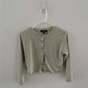 Missguided Button Front Long Sleeve Crop Top